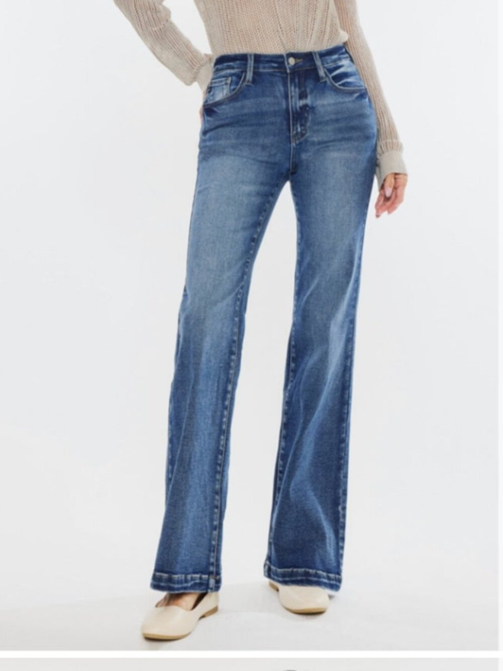 NWT KanCan Sunrise High Rise Wide Leg Flare Stretch Denim Jeans Size 5 26